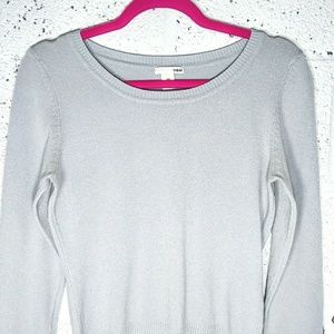 H&M Medium Grey Blue Cropped Ribbed Sweater